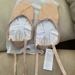 Brand New Sansha pink leather ballet slippers split sole - 8